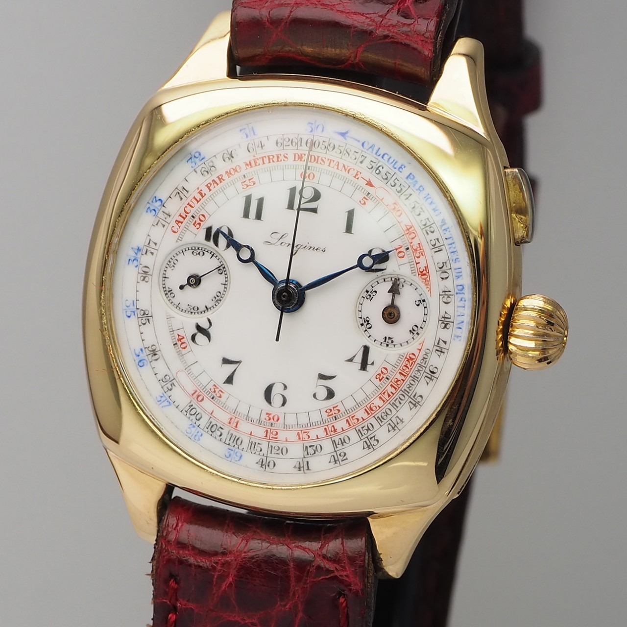 Longines vintage Chronograph 13.33 / 1935 -Gold 18k/750, Serviced+ Archiv-Extract -ULTRA RARE