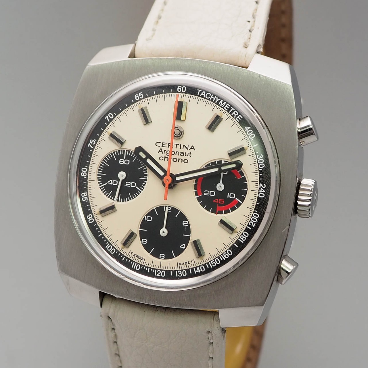 Certina Argonaut Chronograph Valoux 726, 8501-501 white dial, RARE