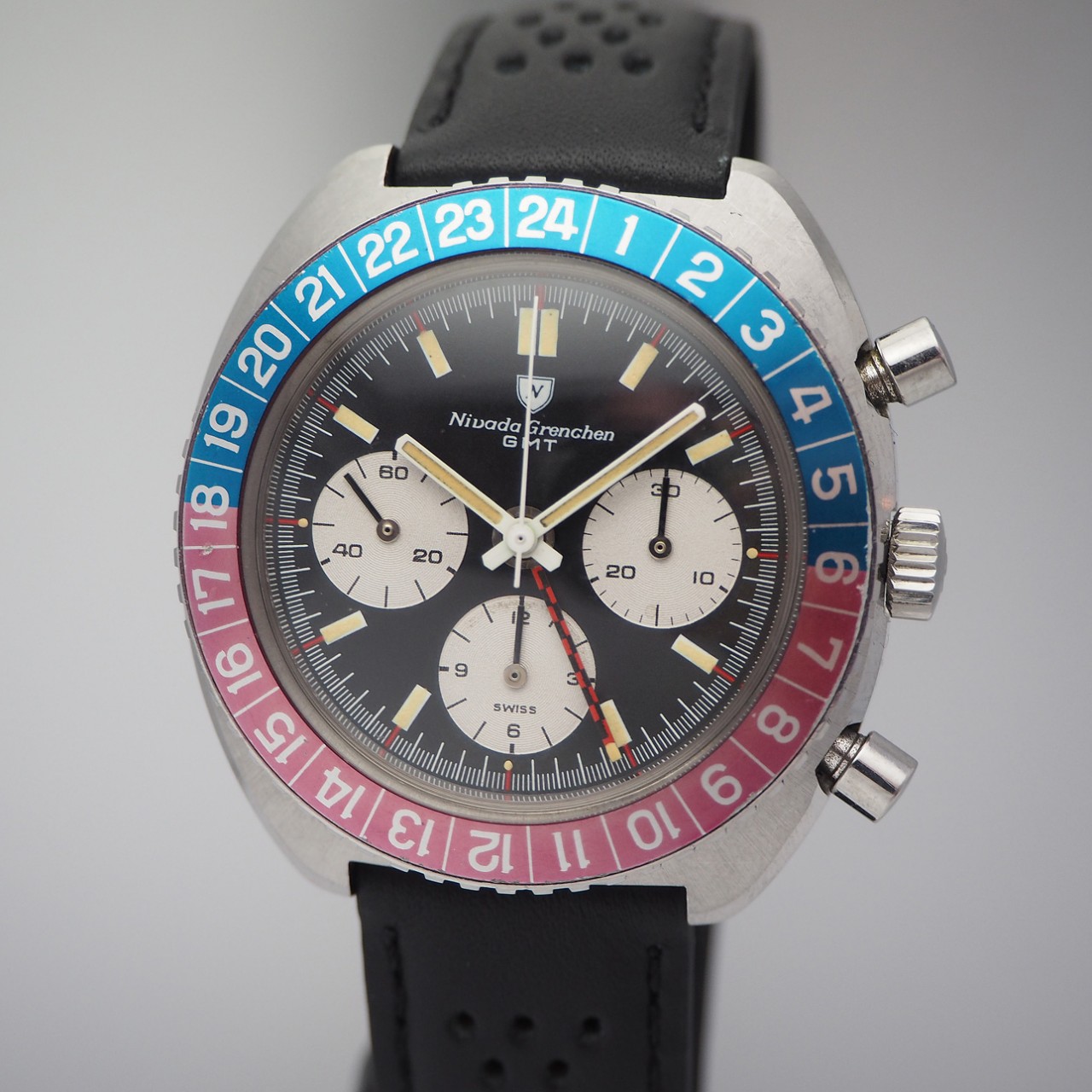 Nivada Grenchen GMT Chronograph &quot;Pepsi&quot; Valjoux 72,very rare