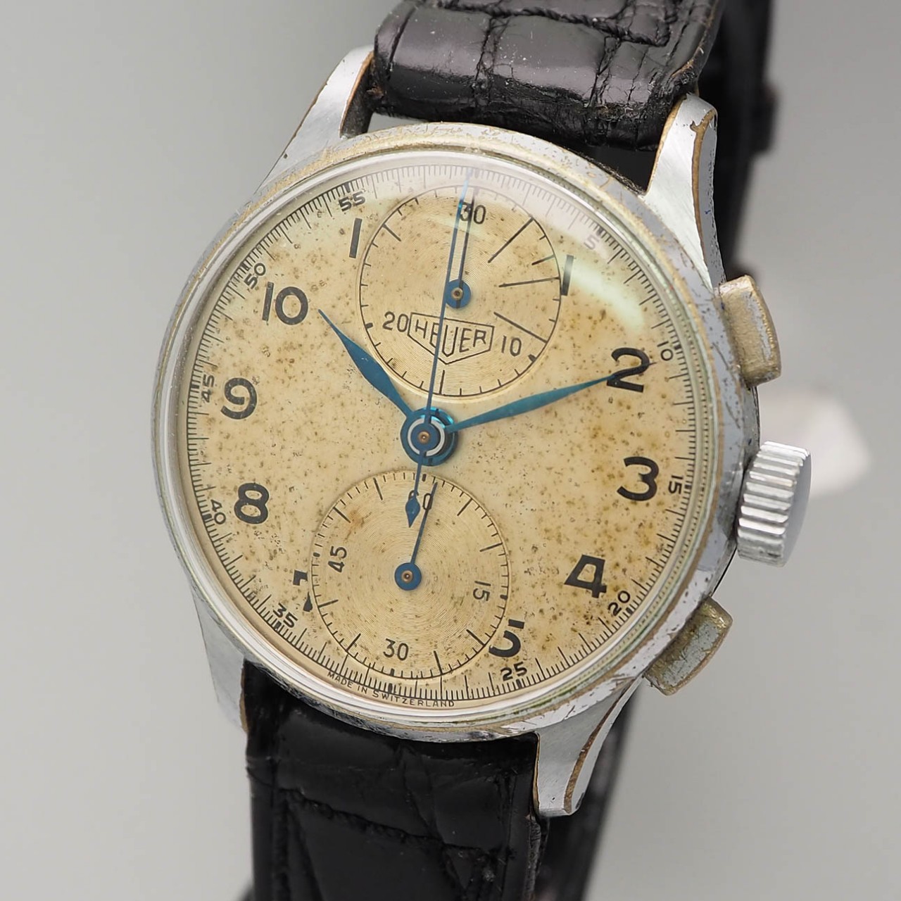 Heuer Chronograph Vintage 1946 Valjoux 77 Schaltrad Chronograph RARE