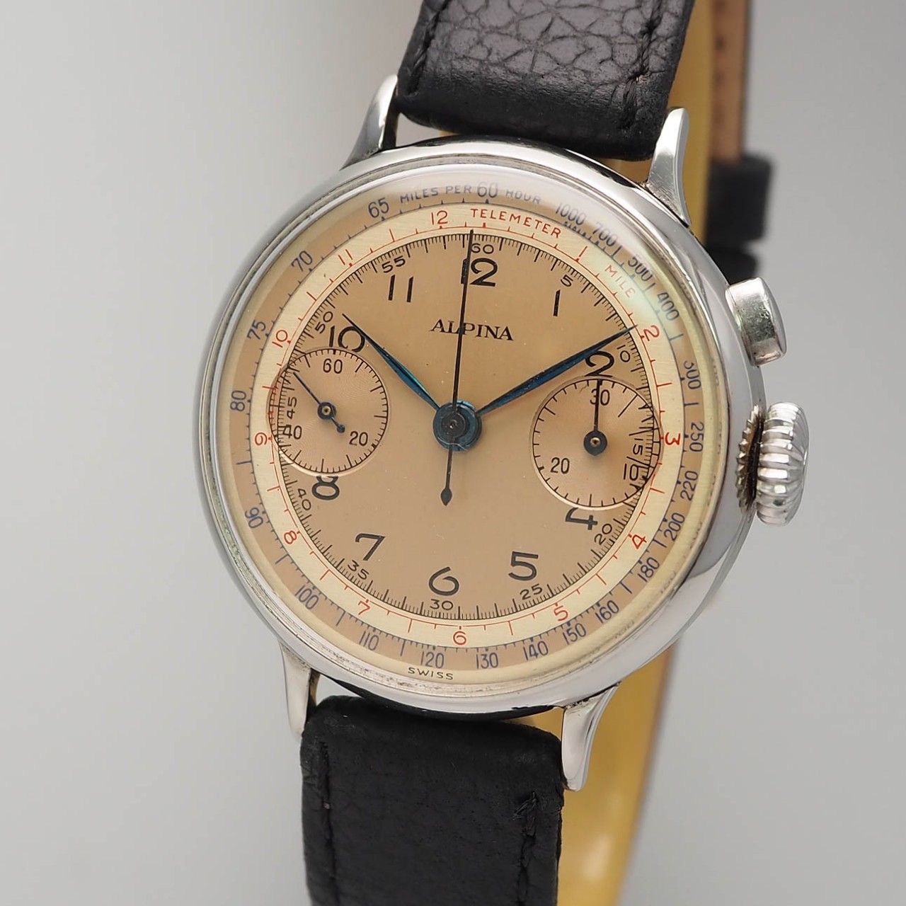 Alpina Monopusher Chronograph Vintage 1940, RARE, perf. condition!