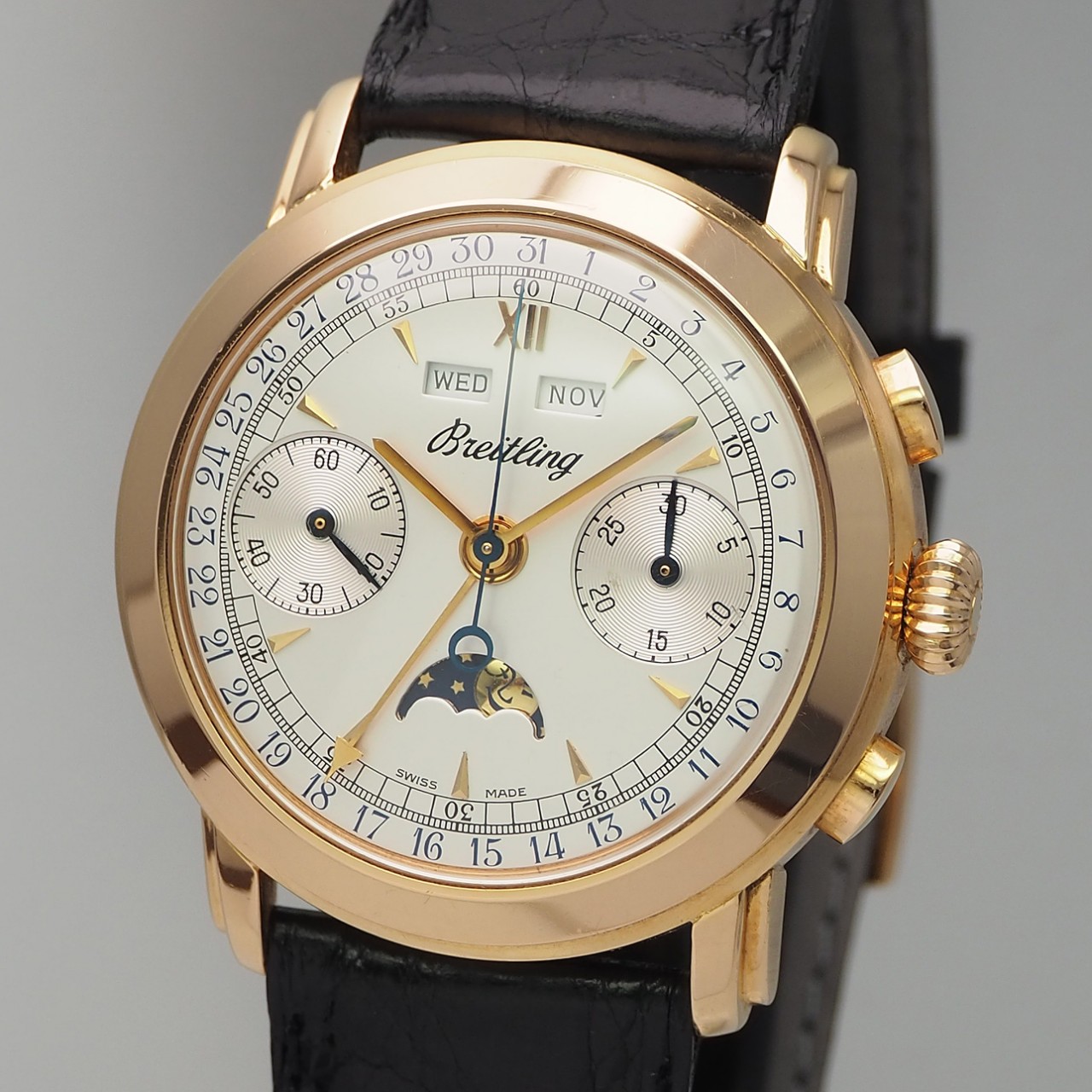 Breitling Triple Calendar Moon, Vintage, Ref.: 1940, Gold 18k/750, RARE