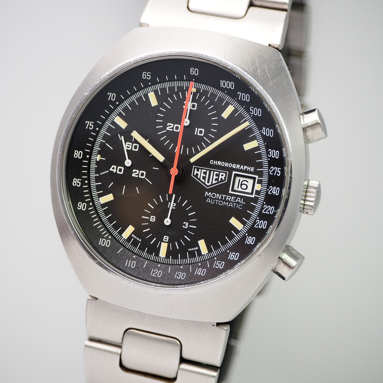 Heuer Montreal Chronograph Vintage Ref.750-503, RARE, Sinn bracelet