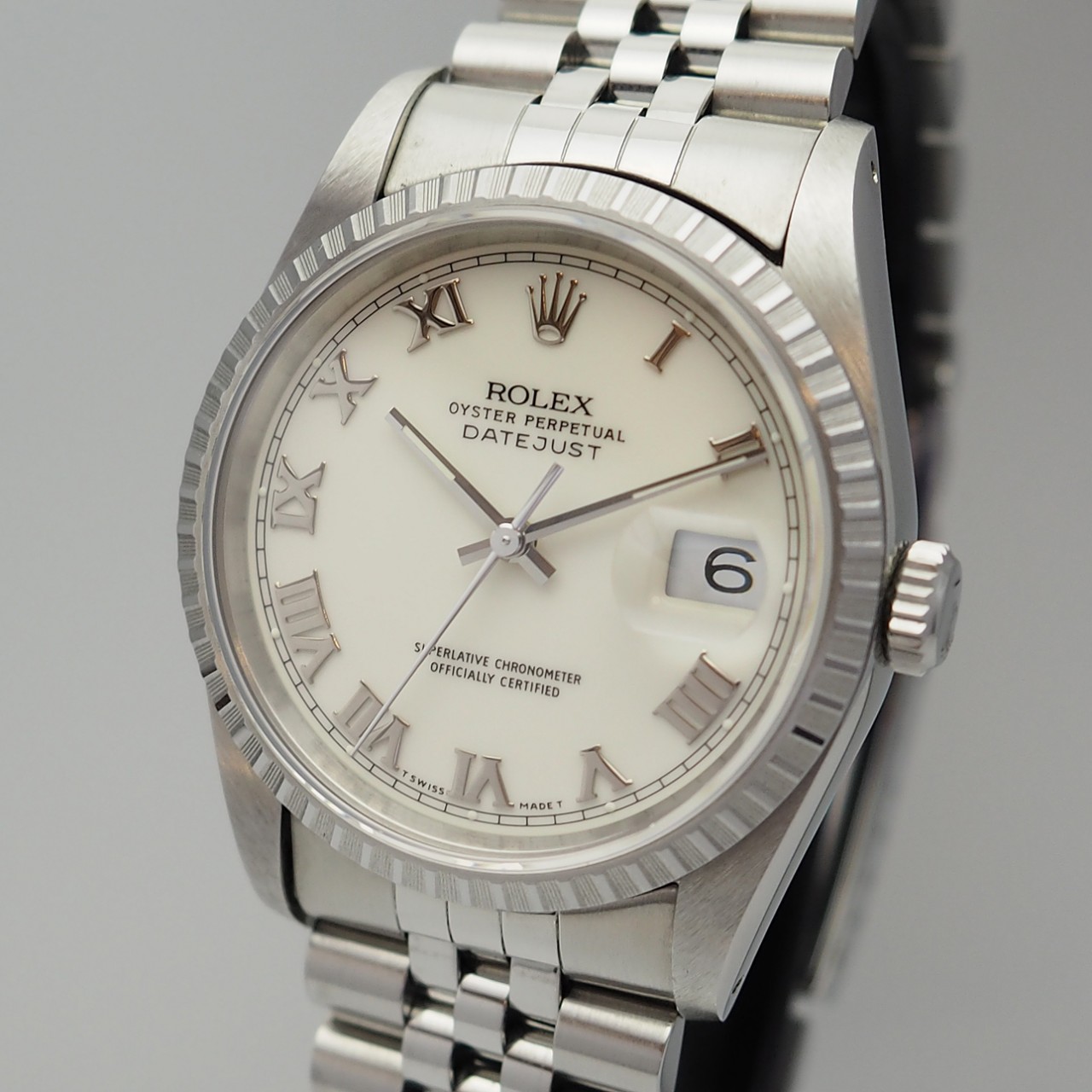 Rolex Datejust 16220 Roman Ivory , Stahl/Stahl, 1991, Box+Papiere, TOP Condition