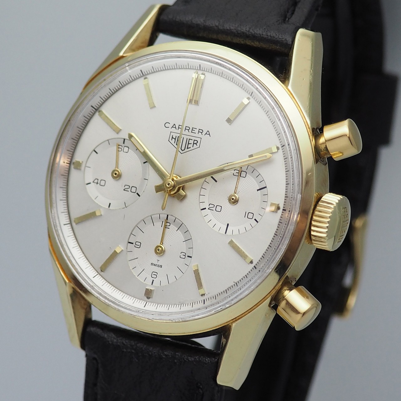 Heuer Carrera Chronograph 2456 -Valjoux 72 -Gold 18k/750, 1969, serviced