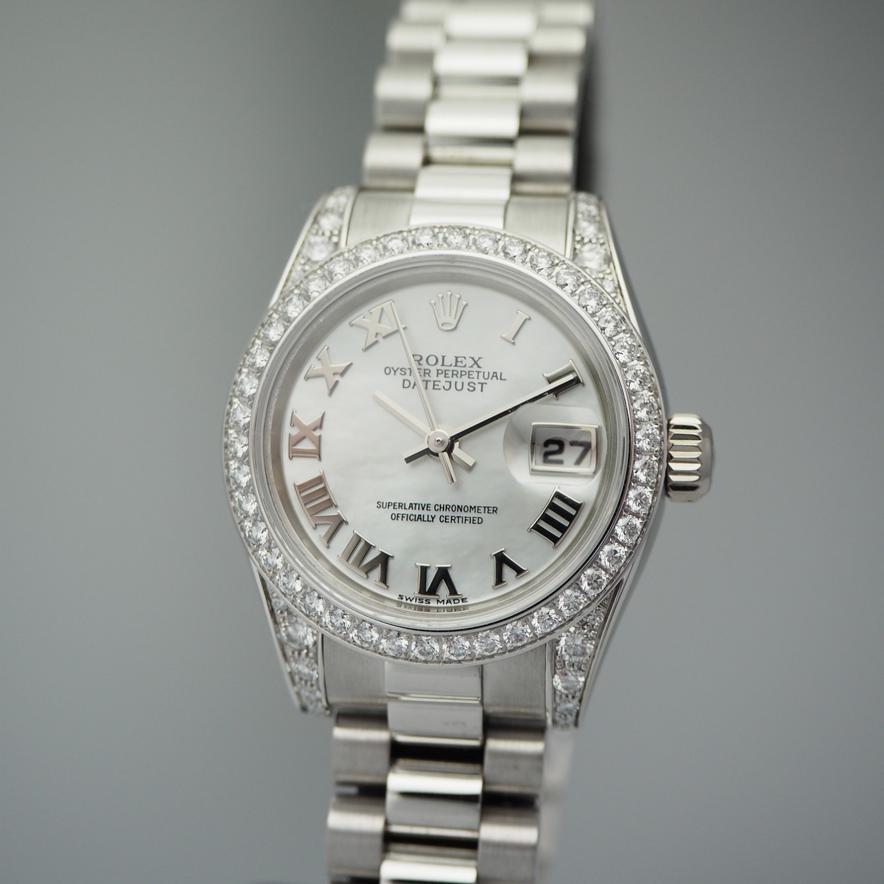 Rolex Datejust Diamonds MOP Lady , 179159 WG 18k/750- Box &amp; Papiere+Service neu-
