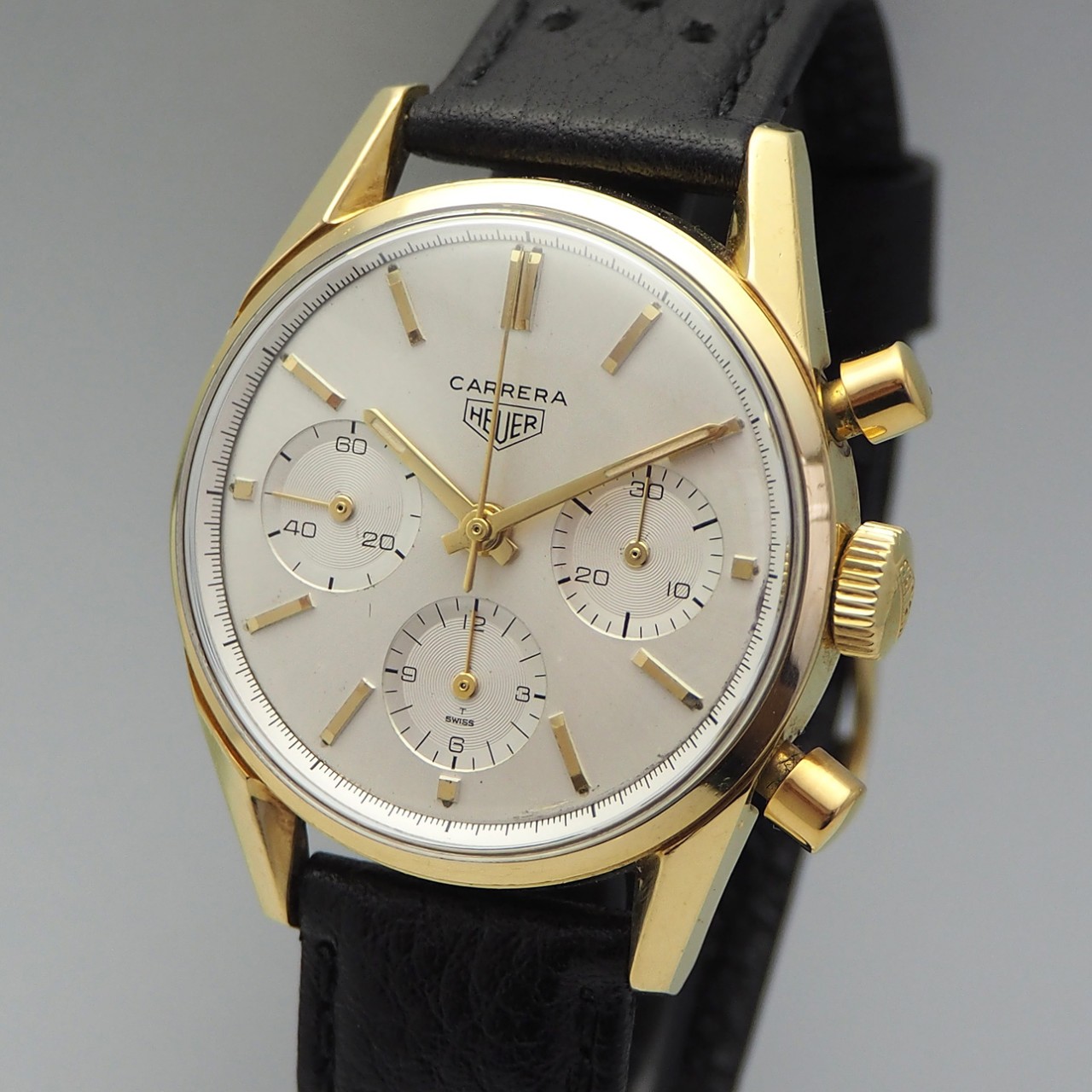 Heuer Carrera Chronograph 2456 -Valjoux 72 -Gold 18k/750, 1969, serviced-